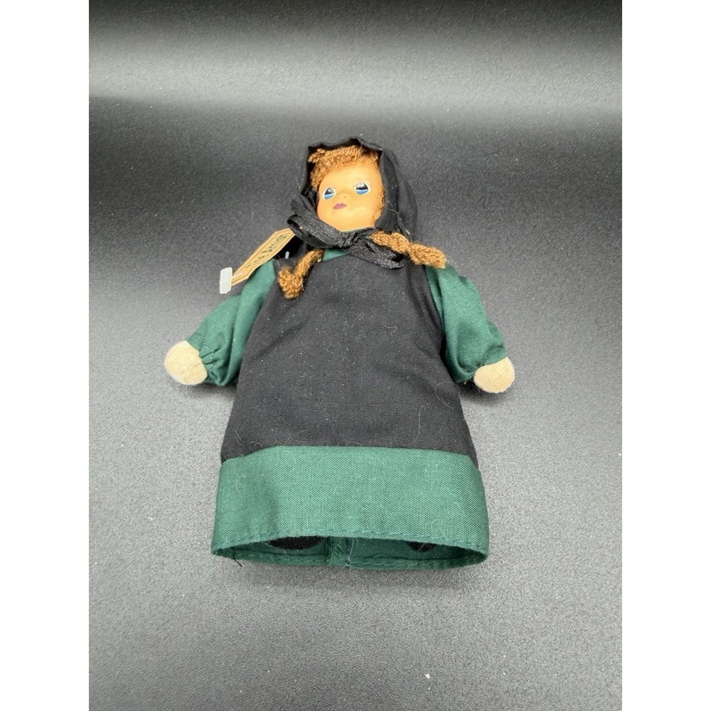 Springford‎ Inc Amish girl porcelain face cloth doll 5" Brown Hair Braids